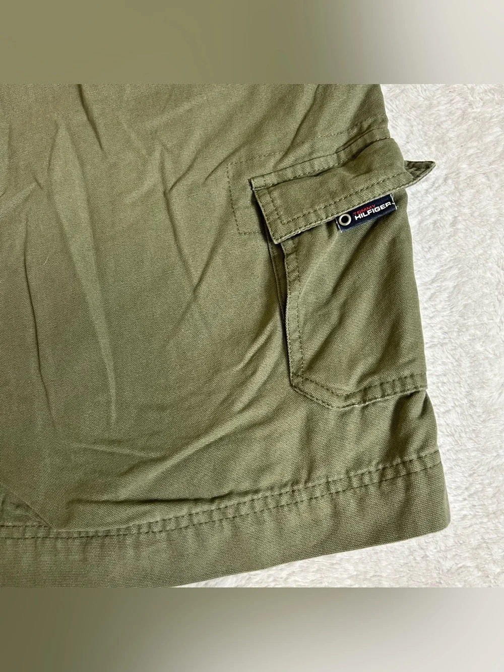 Tommy Hilfiger Men's Cargo Shorts Size 40 Olive Green Outdoor Utility Vintage